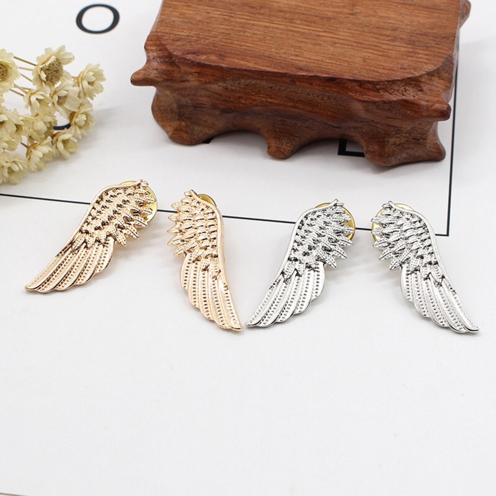 Angel Wings Feather Shirt Collar Suit Pin Brooch - Picture 3 of 14